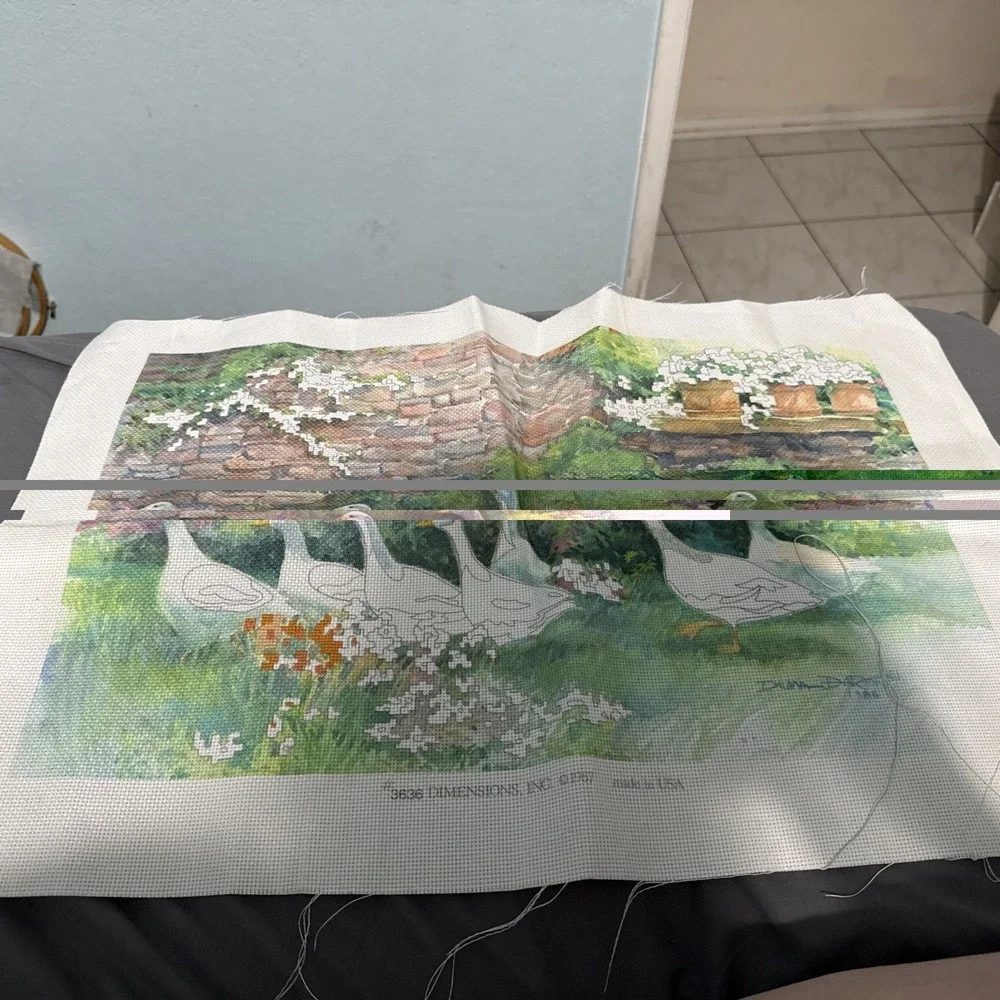 Dimensions Afternoon Stroll Cross‎ Stitch Kit 3636 Pre-printed Cloth Only